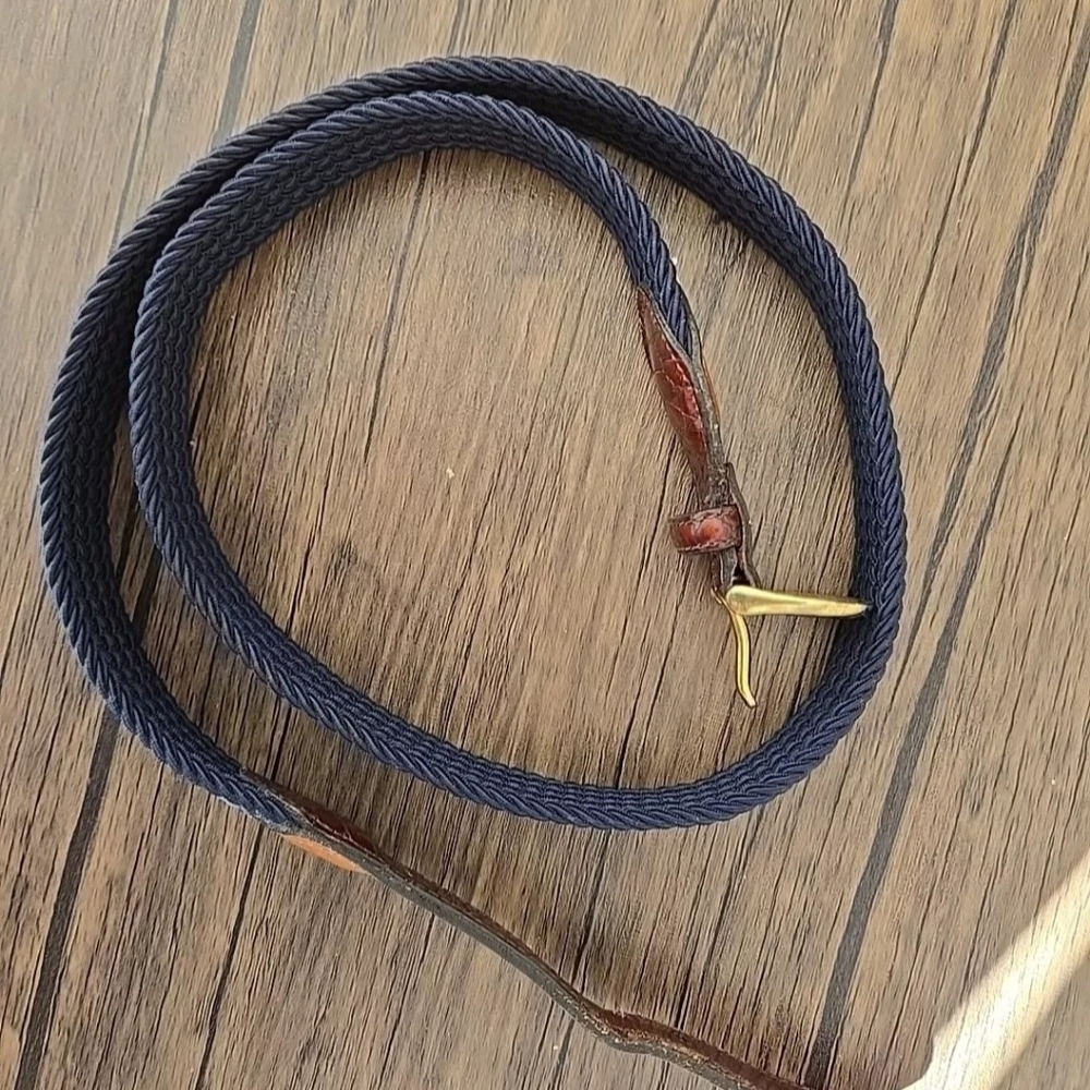 Brooks Brothers Stretch Braided Leather Belt Size 42 Hand Made in USA